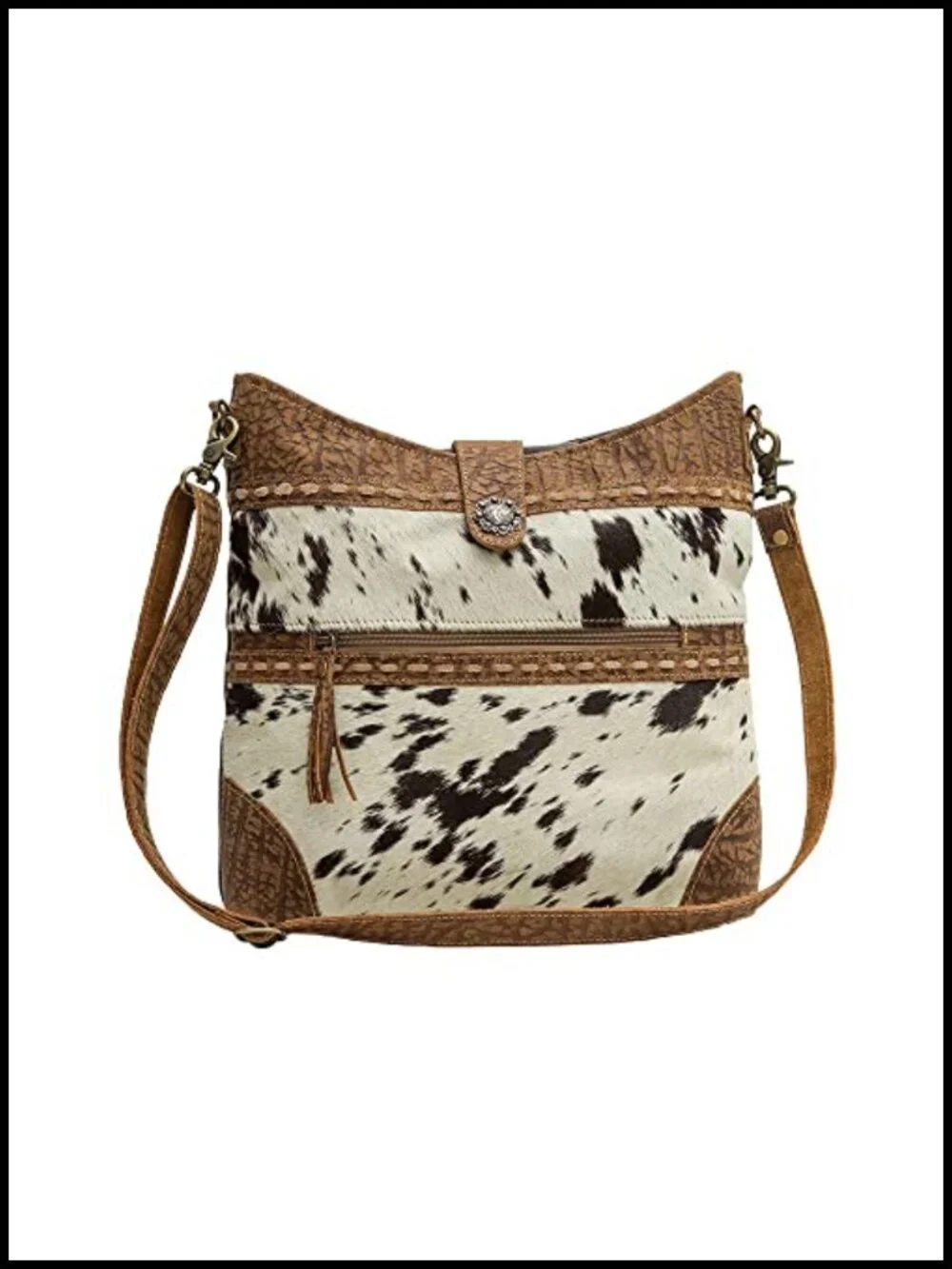 Upcycled Canvas Leather Crossbody Shoulder Bag